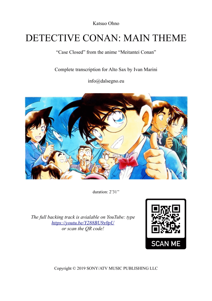 Detective conan saxophone shop sheet music