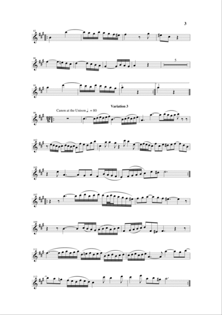 Johann Sebastian Bach/Wehage Goldberg Variations, BWV 988, arranged for SATB saxophone Quartet, sopr Saxophone Quartet scores gallery preview page 3