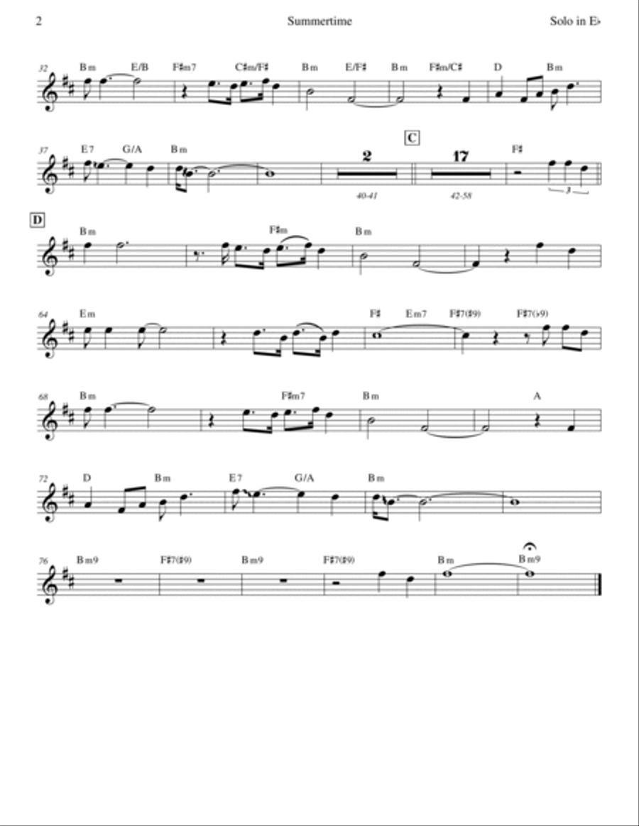 Summertime Baritone Saxophone scores gallery preview page 2