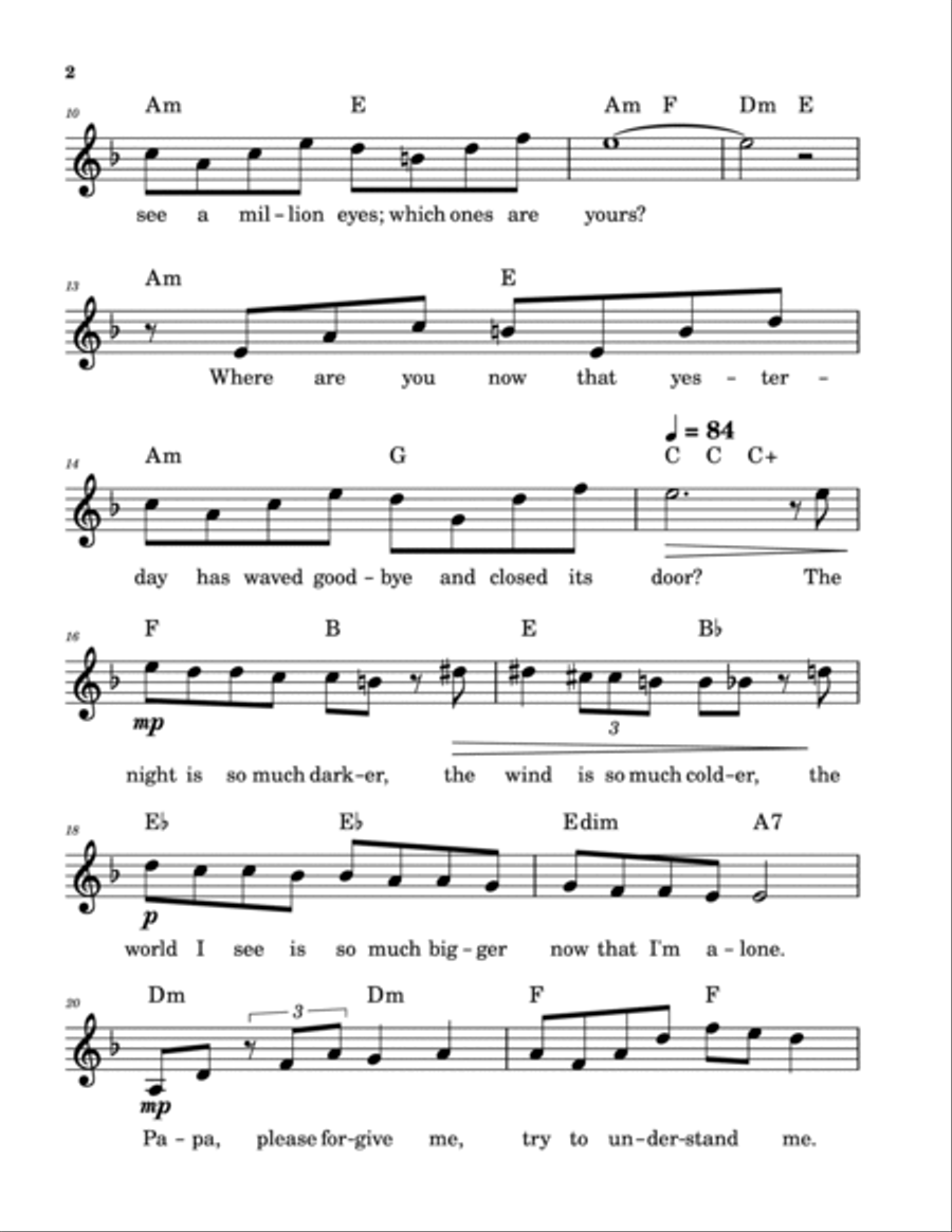 Papa, Can You Hear Me? Piano scores gallery preview page 2