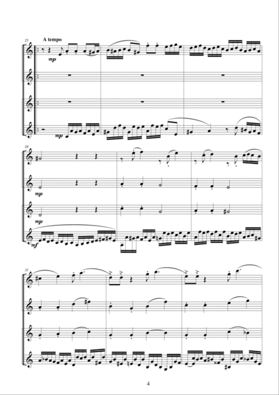 Clarinet Quartet in G major - CS135 Clarinet Quartet scores gallery preview page 4
