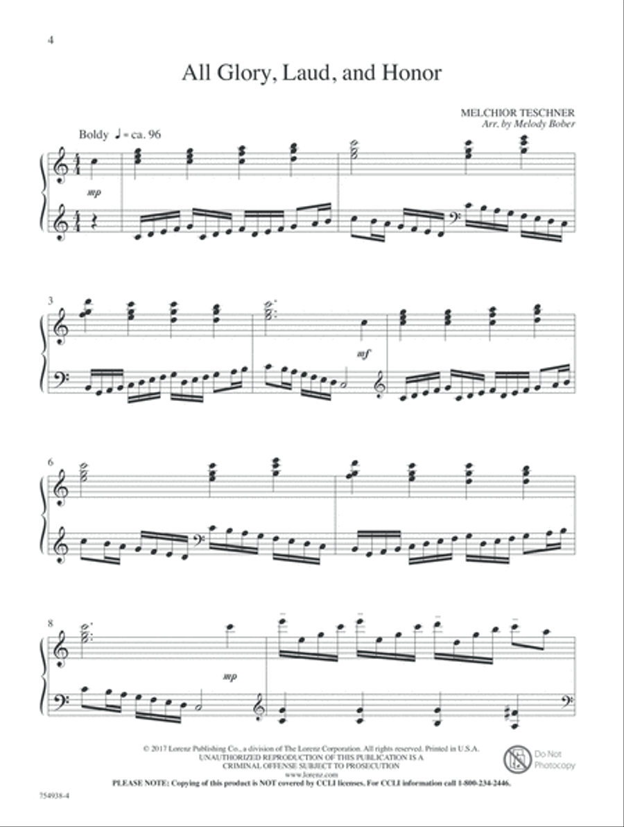 The Wonder of Glorious Love Piano Solo scores gallery preview page 4