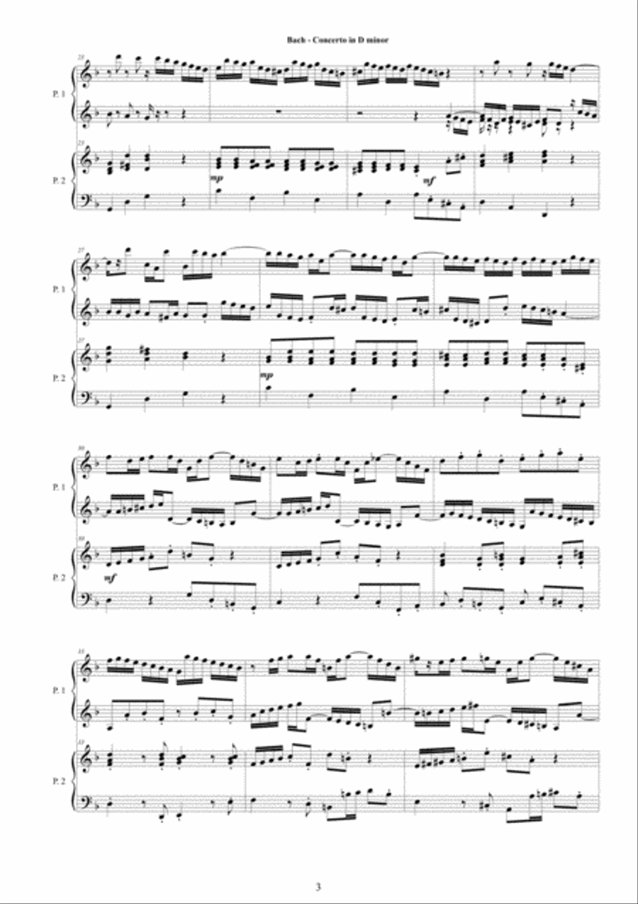 Concerto in D minor BWV 1043 for Piano Duet - Complete Piano scores gallery preview page 3