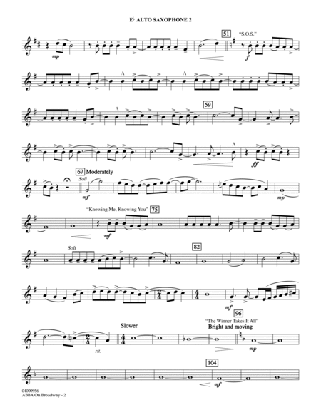 ABBA on Broadway (arr. Michael Brown) - Eb Alto Saxophone 2