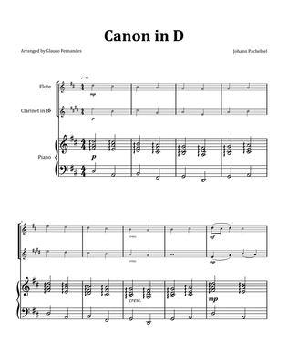 Canon by Pachelbel - Flute and Clarinet Duet with Piano and Chord Notation