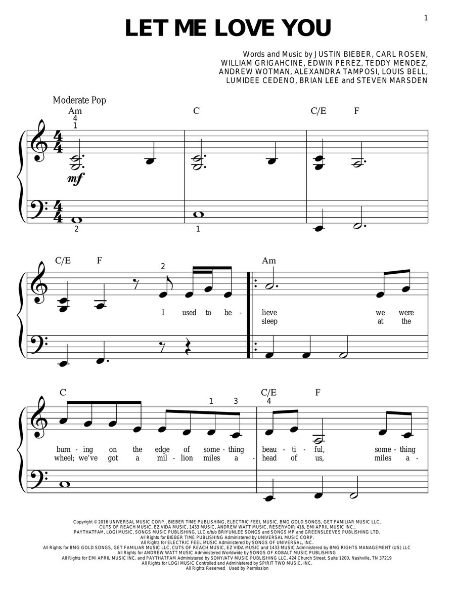 Let Me Love You Let Me Love You Easy Piano scores gallery preview page 1