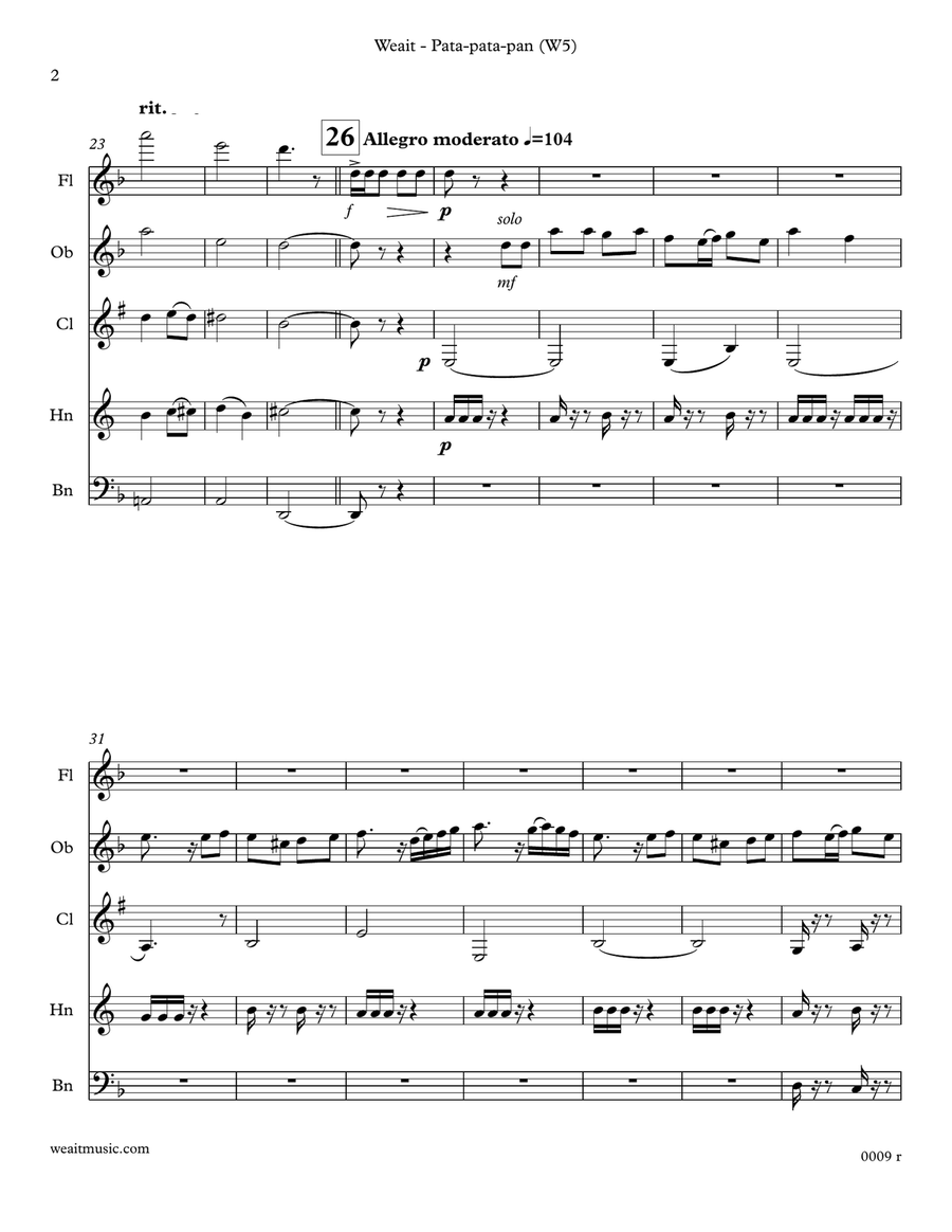 Pata-pata-pan for woodwind quintet (3’12) Woodwind Quintet scores gallery preview page 2