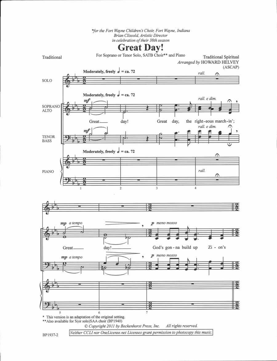 Great Day! - SATB 4-Part scores gallery preview page 2