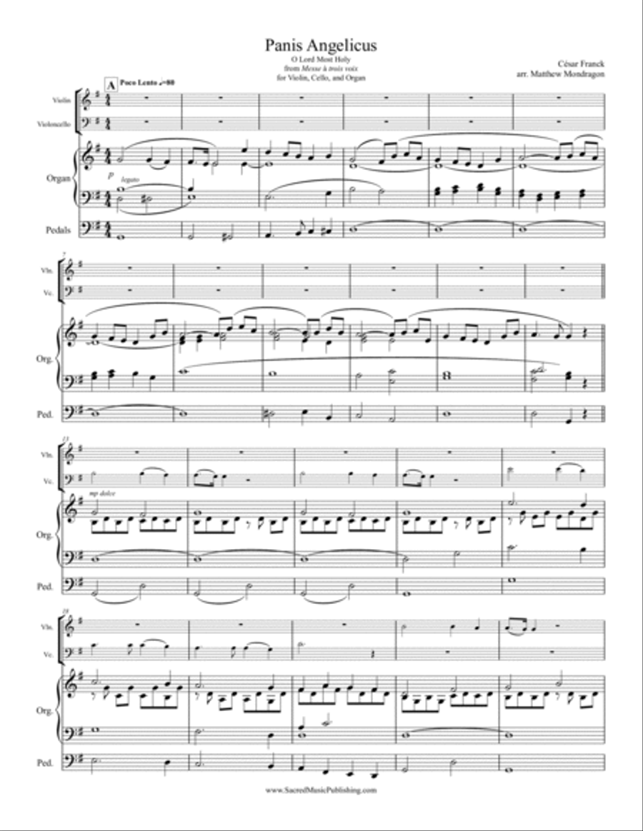 Panis Angelicus O Lord, Most Holy for Violin, Cello and Organ String Duet scores gallery preview page 2