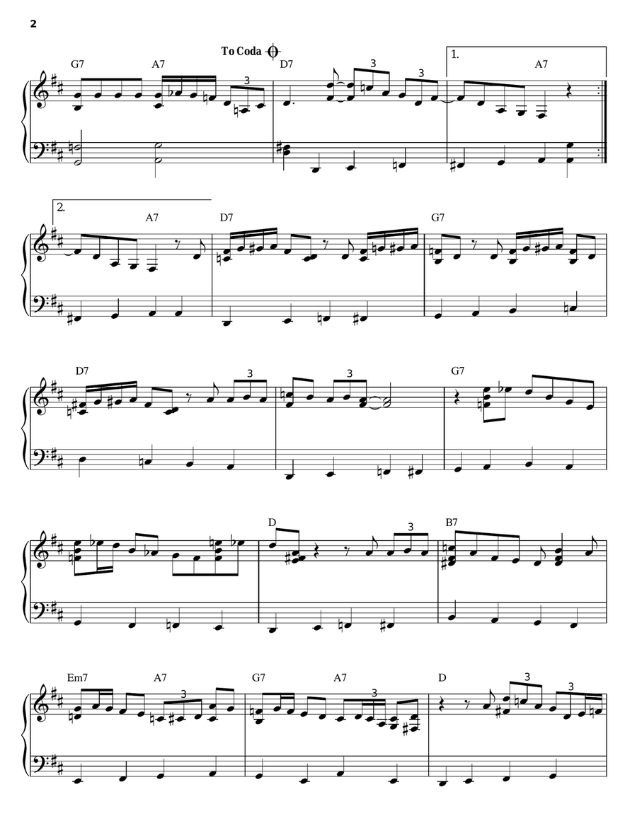 D Natural Blues Piano Solo scores gallery preview page 2