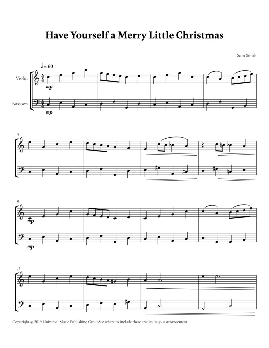 Have Yourself A Merry Little Christmas Score and Parts scores gallery preview page 1