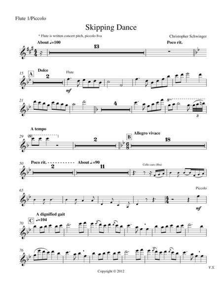 Skipping Dance - set of parts (w/ composer's notes at end, explaining musical things to pay attentio