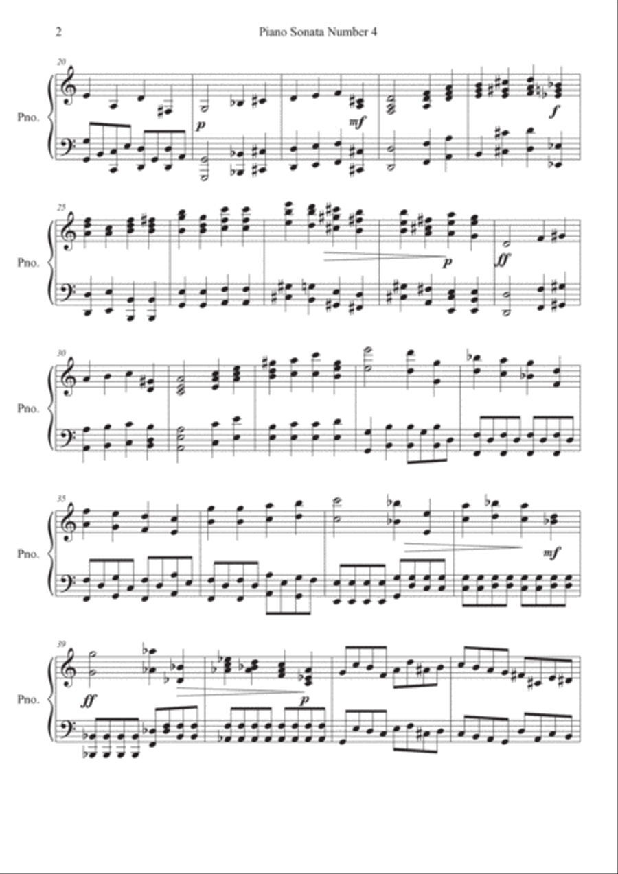 Piano Sonata Number 4, 1st movement Piano Solo scores gallery preview page 2