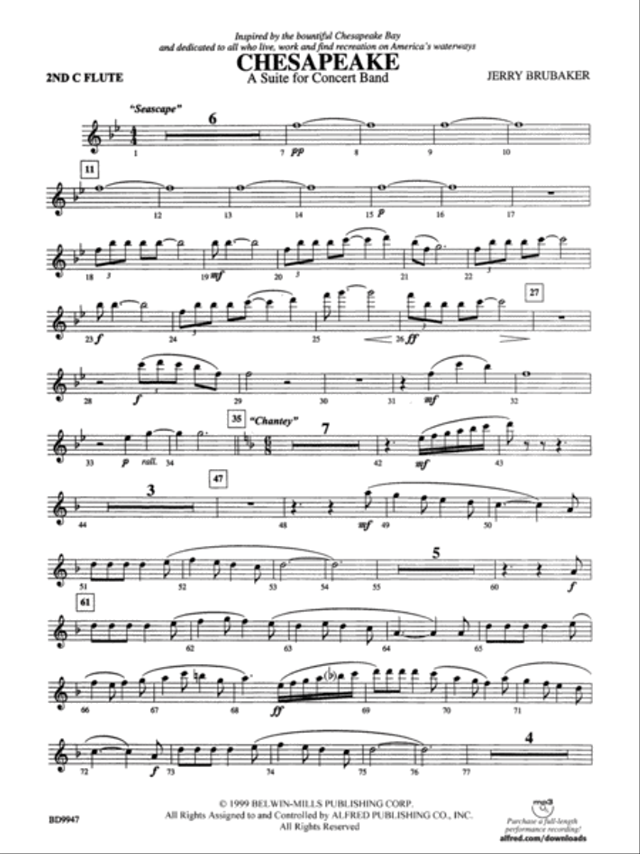 Chesapeake: 2nd Flute Concert Band scores gallery preview page 1