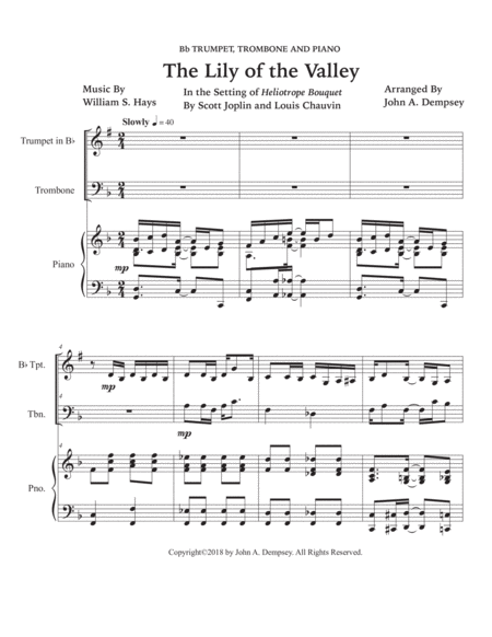 The Lily of the Valley (Trio for Trumpet, Trombone and Piano) image number null
