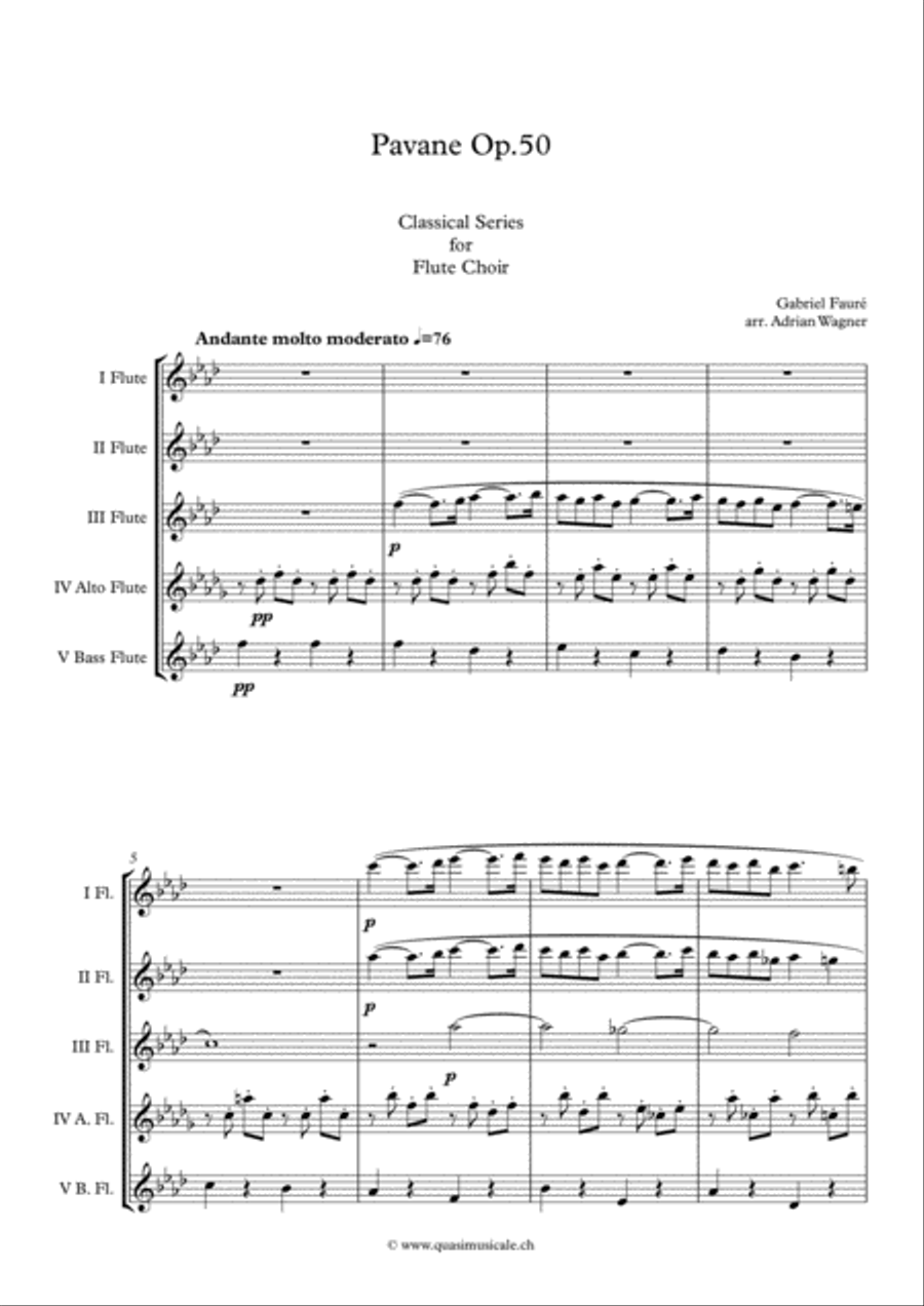 Pavane op.50 (Flute Choir) arr. Adrian Wagner Flute Choir scores gallery preview page 2