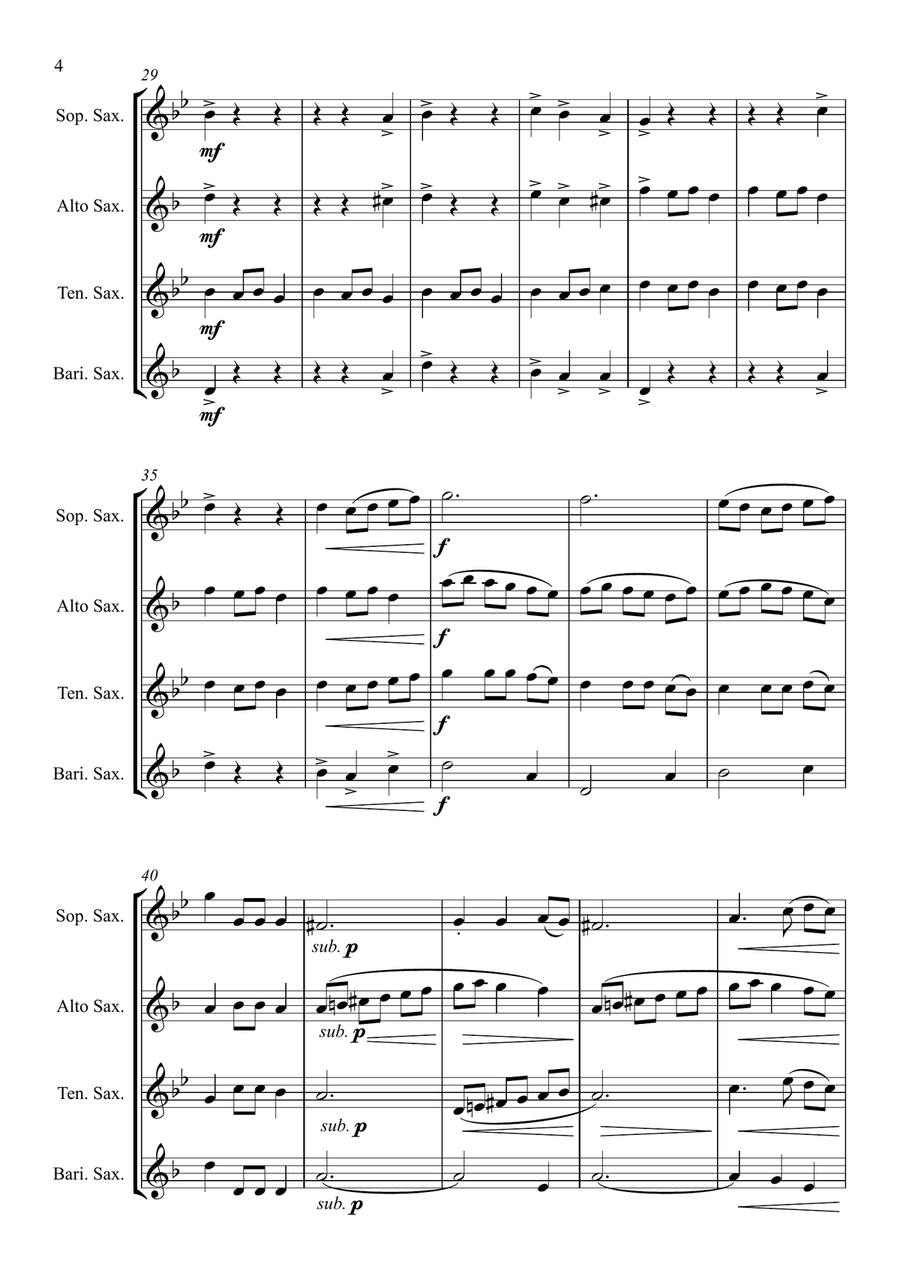 Fantasia on the Ukrainian Bell Carol - for Saxophone Quartet Saxophone Quartet scores gallery preview page 4