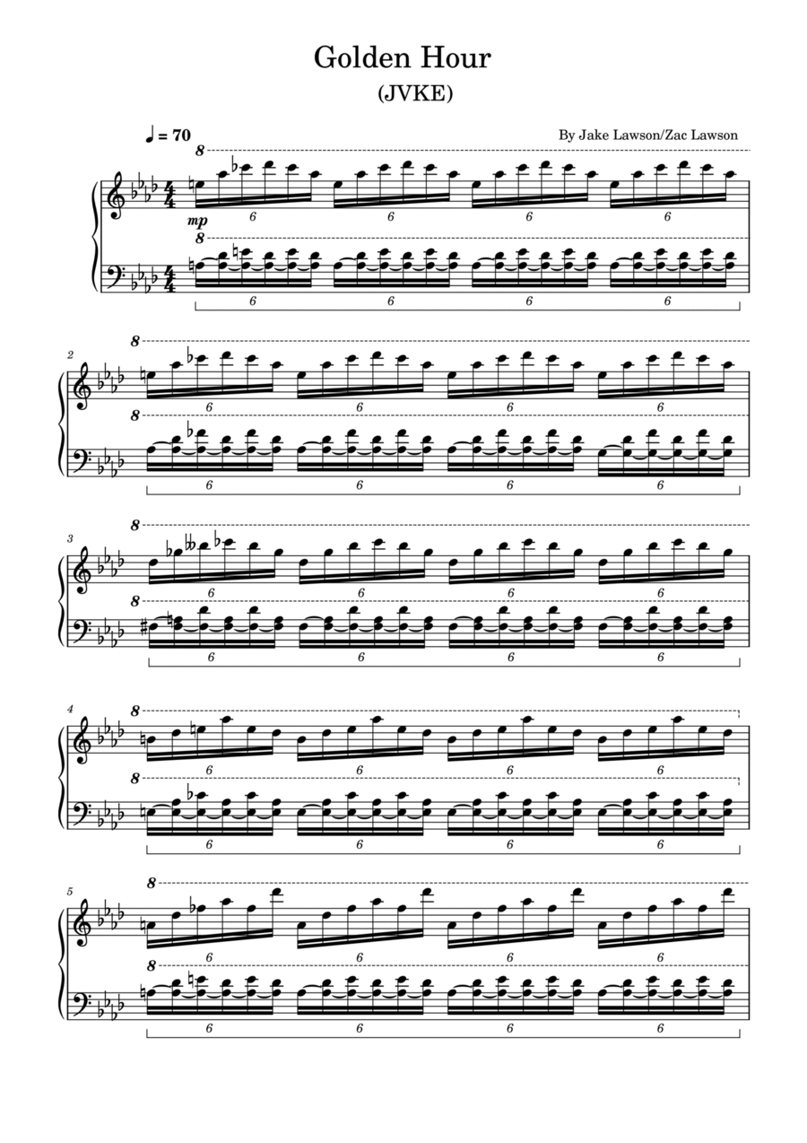 Golden Hour Piano Solo scores gallery preview page 1