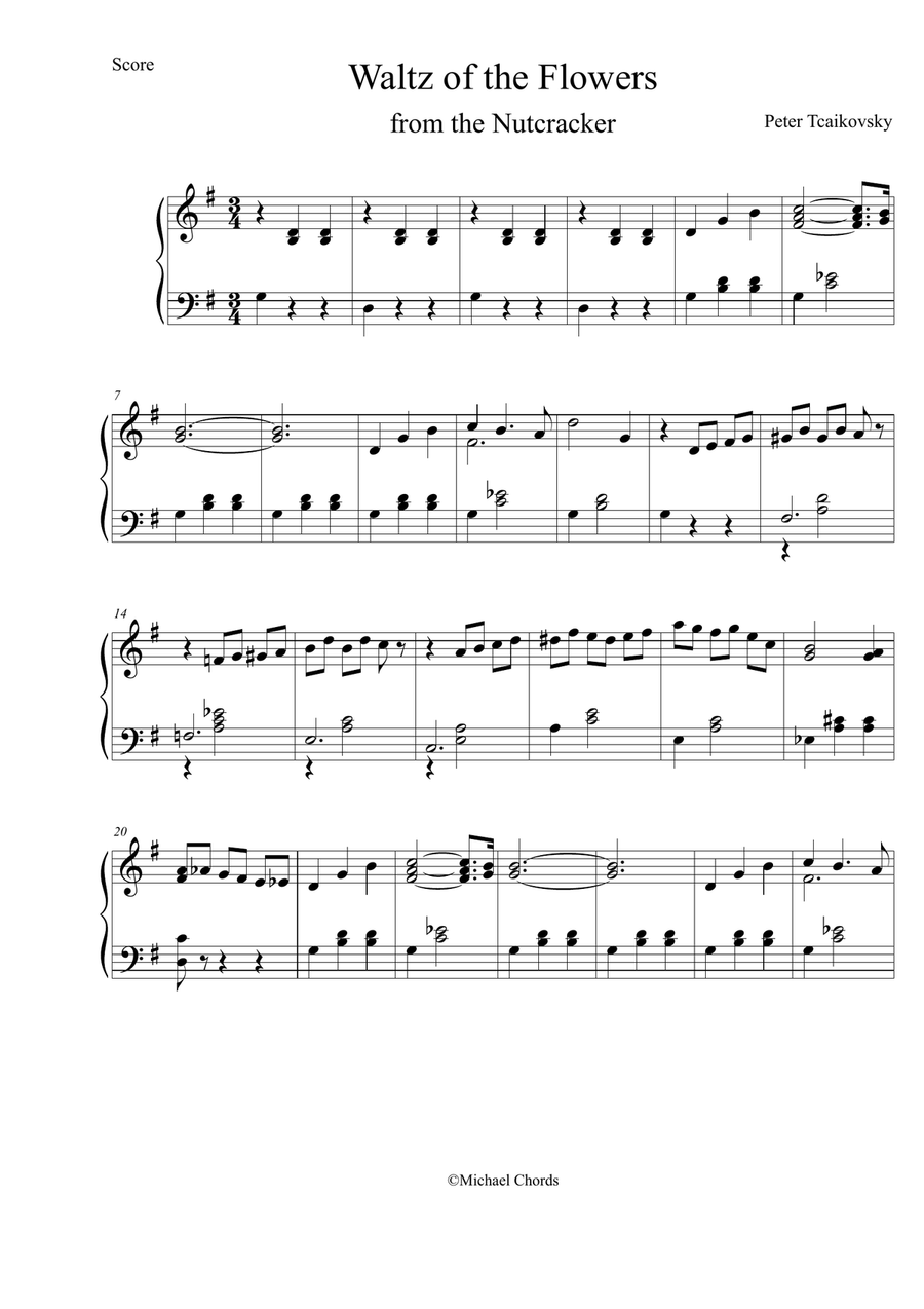 waltz of the flower easy piano