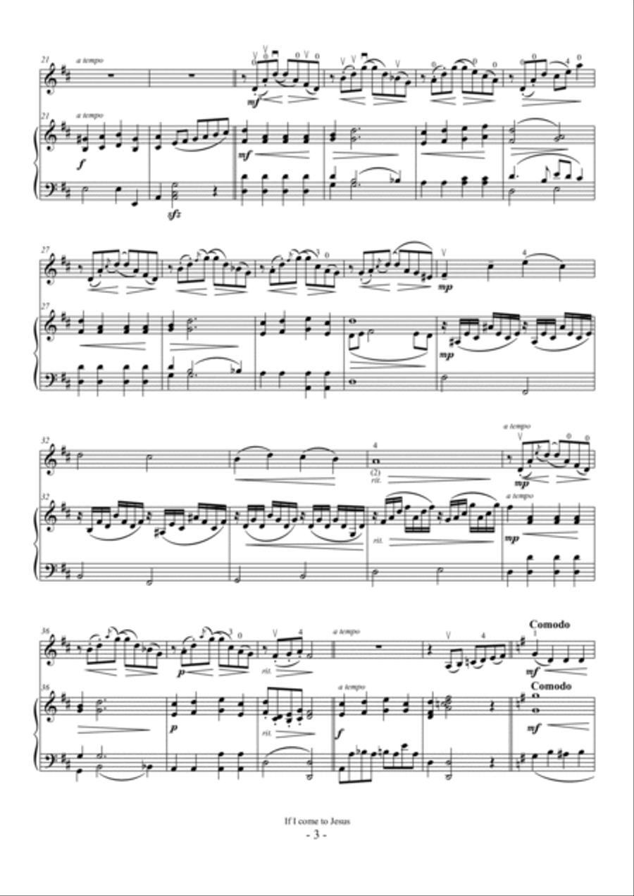 If I come to Jesus (For Violin and Piano) If I come to Jesus (For Violin and Piano) Violin Solo scores gallery preview page 3