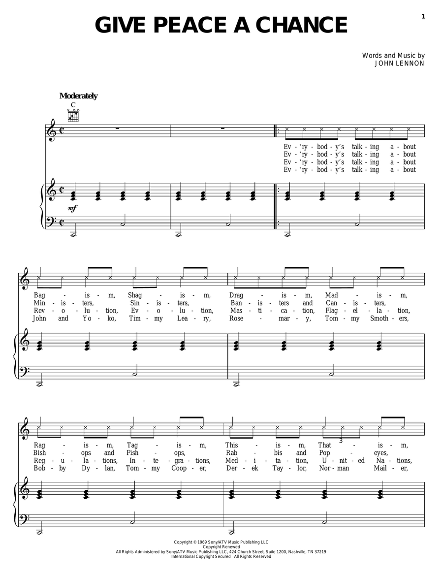 Give Peace A Chance Acoustic Guitar scores gallery preview page 1