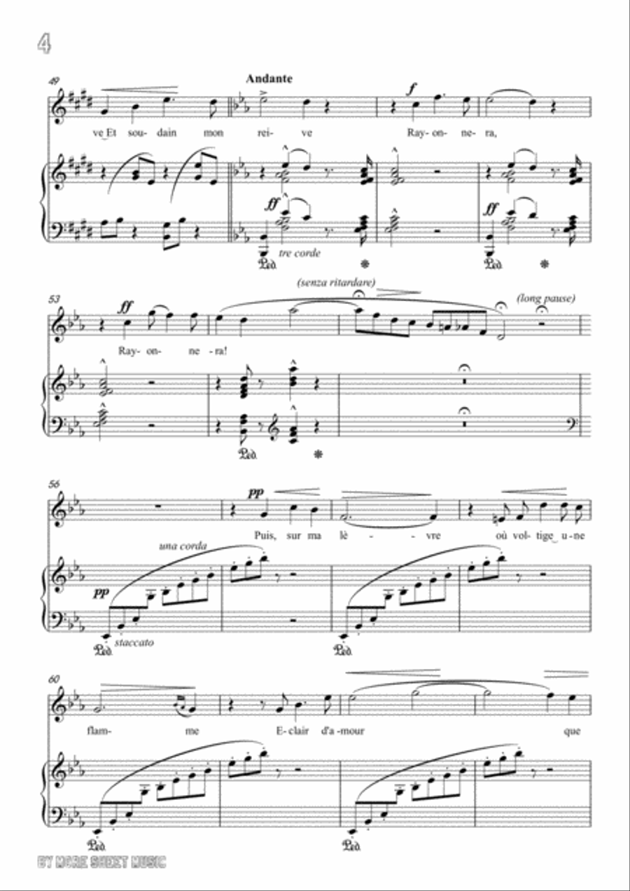 Liszt-Oh!Quand je dors in E flat Major,for Voice and Piano Voice Solo scores gallery preview page 6