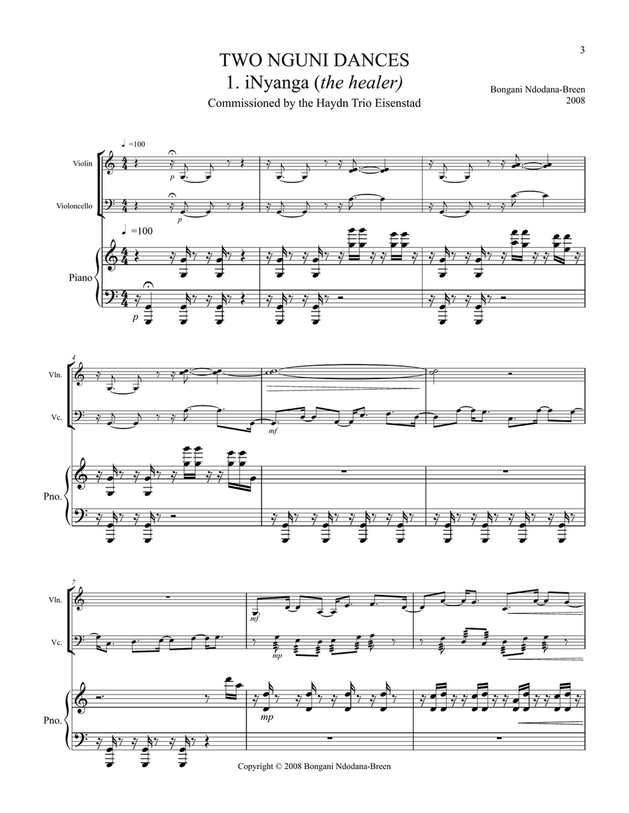 Two Nguni Dances Piano Trio scores gallery preview page 3