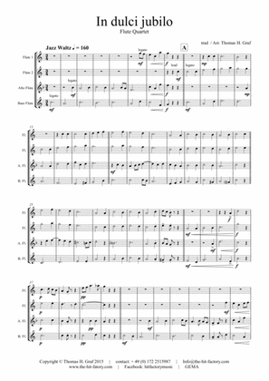 Book cover for In dulci jubilo - Christmas Song - Jazz Waltz - Flute Quartet