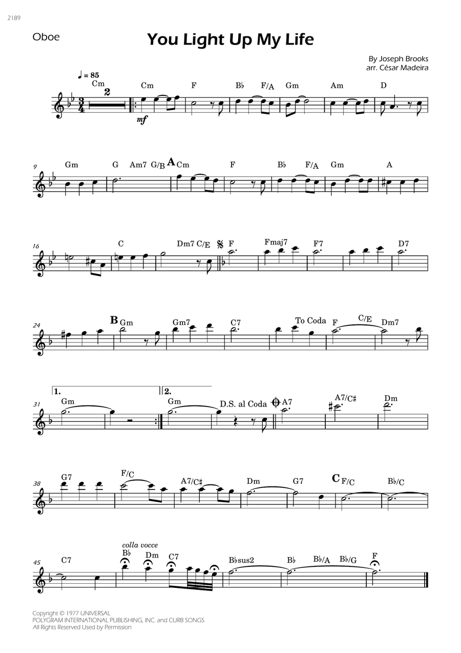 You Light Up My Life Oboe Solo scores gallery preview page 1