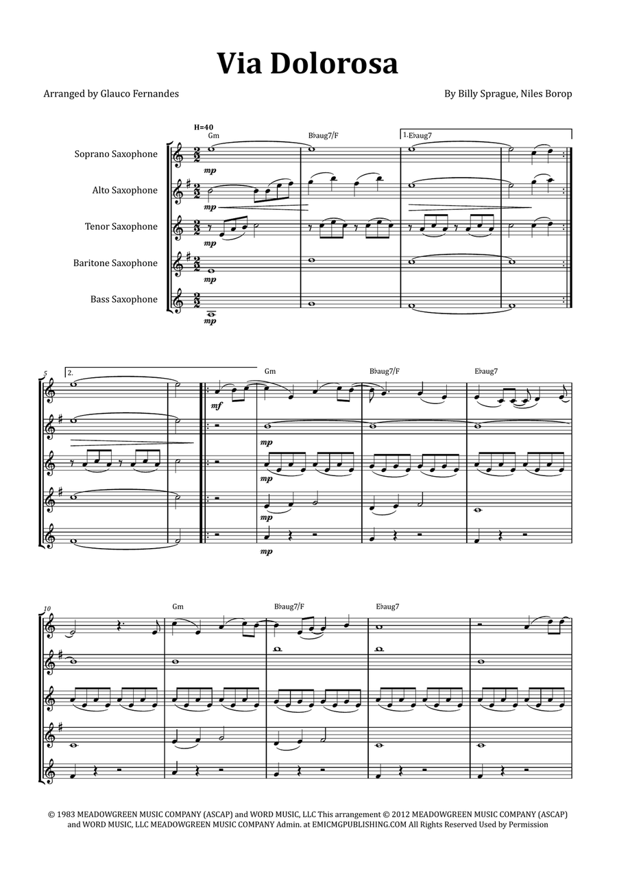 Via Dolorosa Saxophone Quintet scores gallery preview page 1
