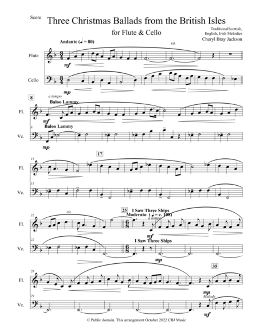 Three Christmas Ballads from the British Isles Flute scores gallery preview page 2