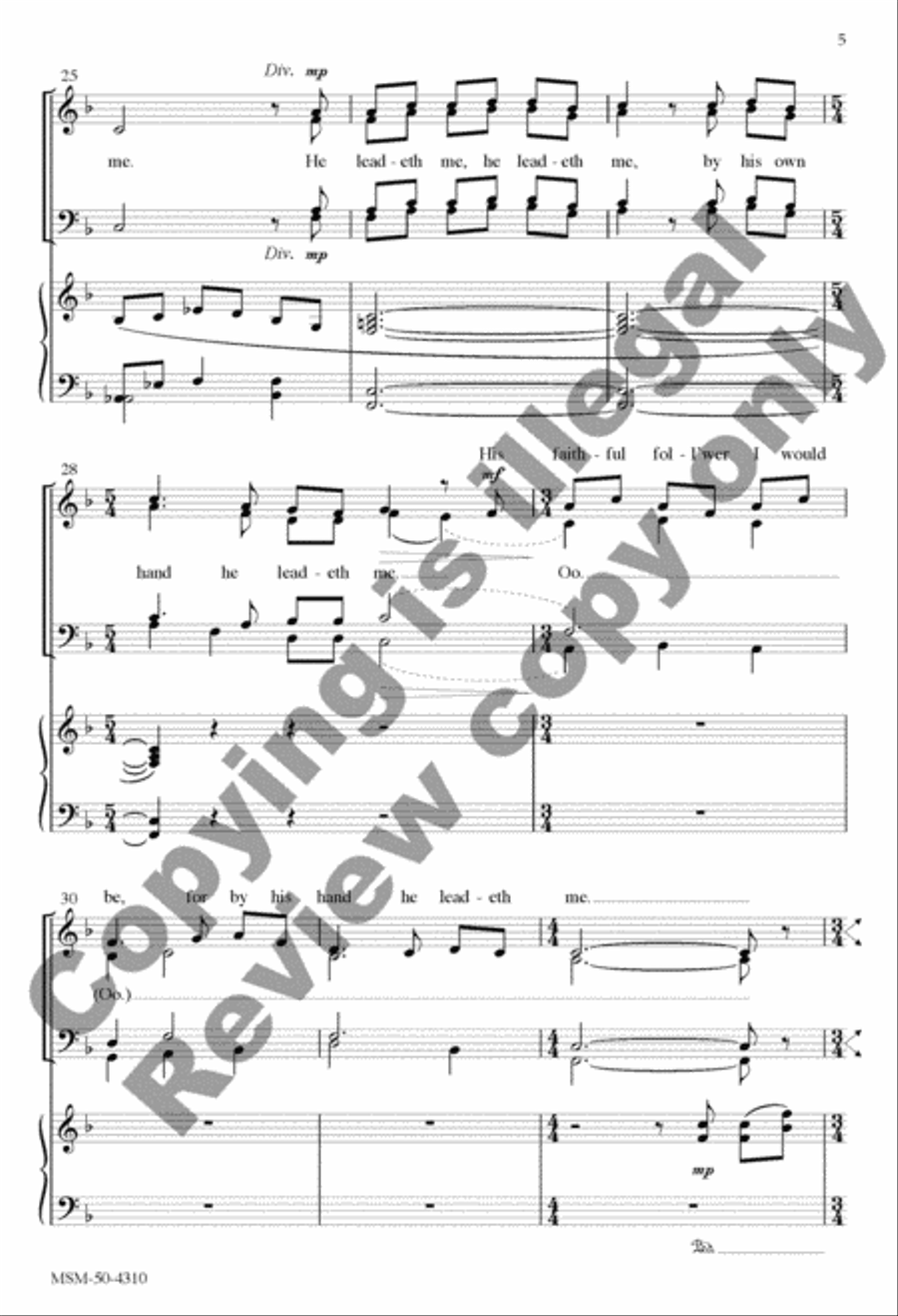 He Leadeth Me 4-Part scores gallery preview page 15