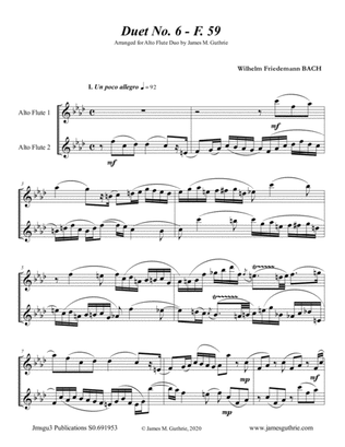 Book cover for WF Bach: Duet No. 6 for Alto Flute Duo