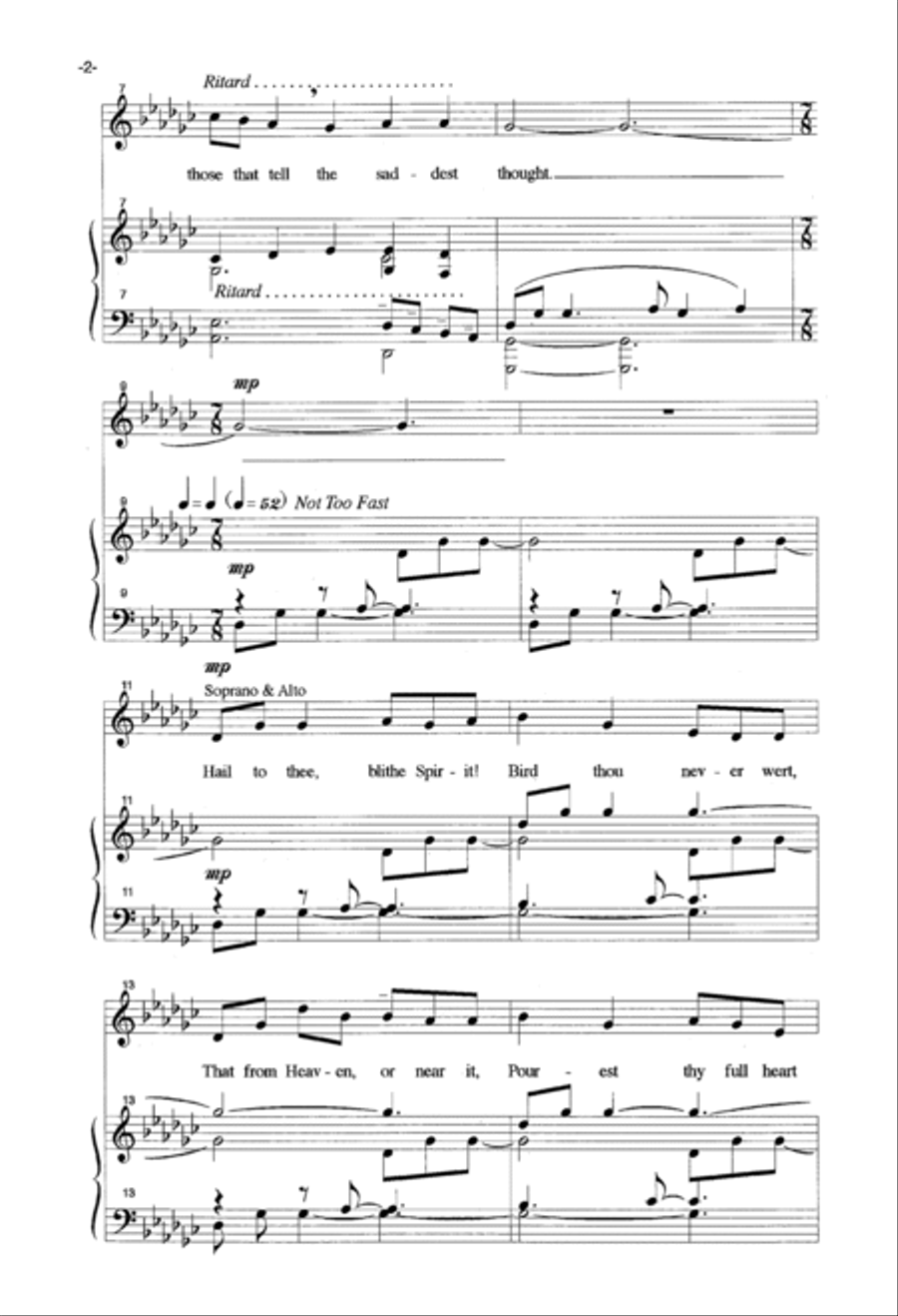 Hail To Thee, Blithe Spirit 4-Part scores gallery preview page 2