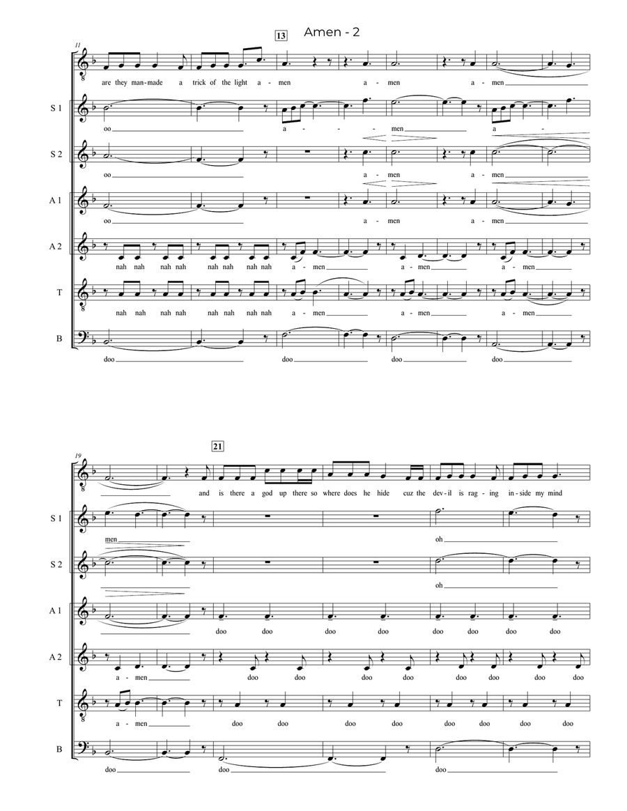 Amen 4-Part scores gallery preview page 2