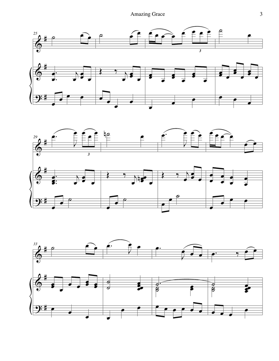 Amazing Grace - for violin and piano Amazing Grace - for violin and piano Violin Solo scores gallery preview page 3