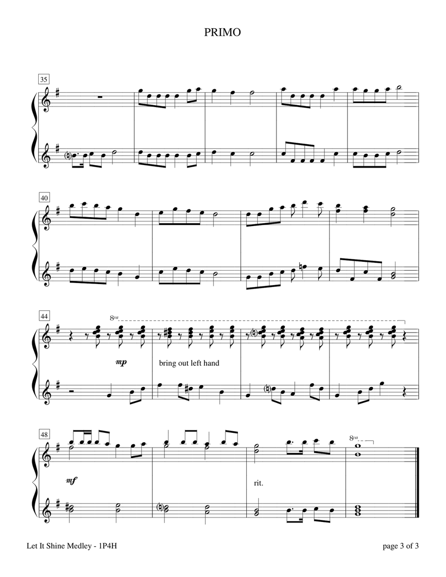 Let It Shine Medley (1 Piano, 4 Hands) 1 Piano, 4-Hands scores gallery preview page 5