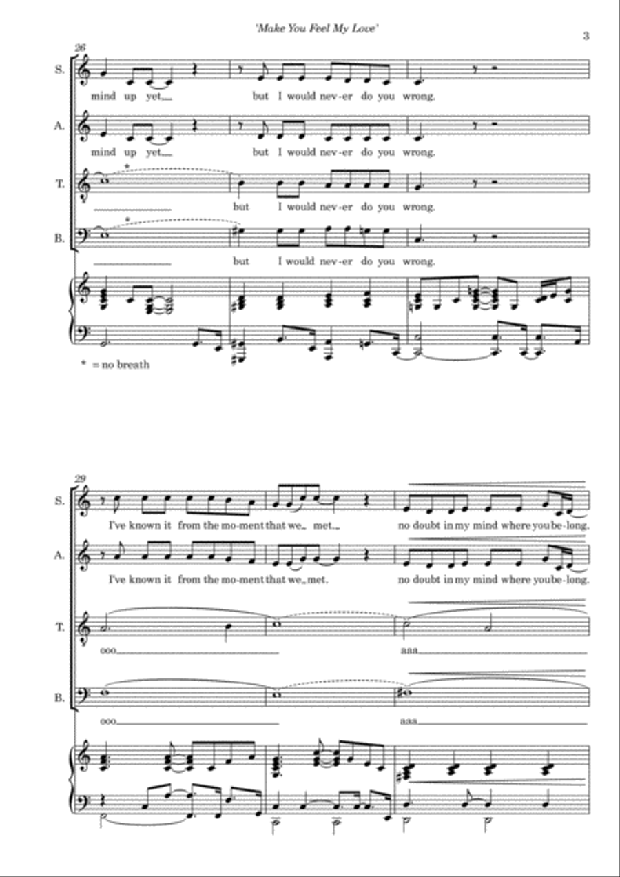 Make You Feel My Love 4-Part scores gallery preview page 5