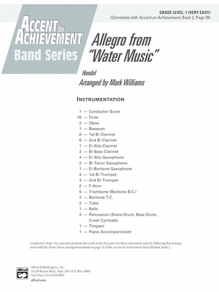 Book cover for Allegro from Water Music: Score