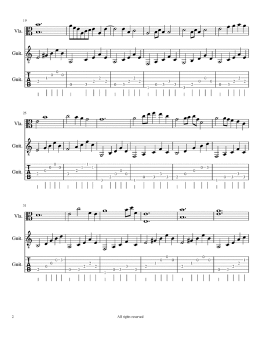 Nocturne #25 arrangement for Viola and Guitar String Duet scores gallery preview page 3