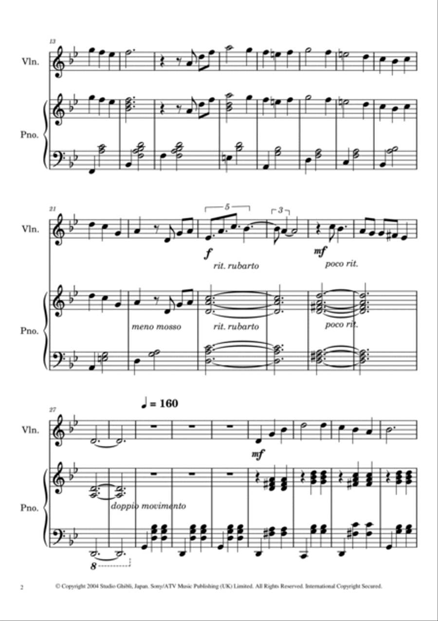 Merry-go-round Of Life Violin Solo scores gallery preview page 2
