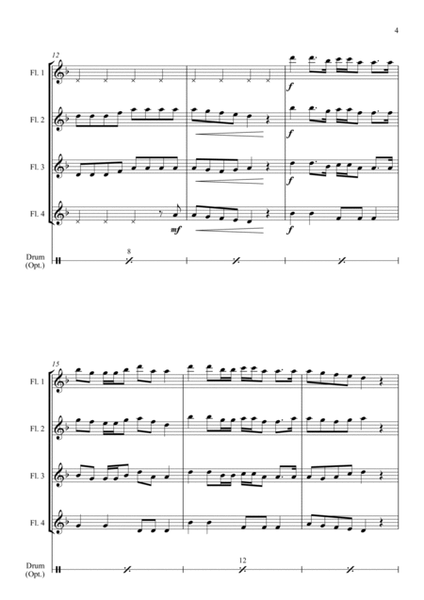Wellerman (Song of the Wellerman) - for Flute Quartet by Kate Agioritis Flute Quartet - Digital Sheet Music