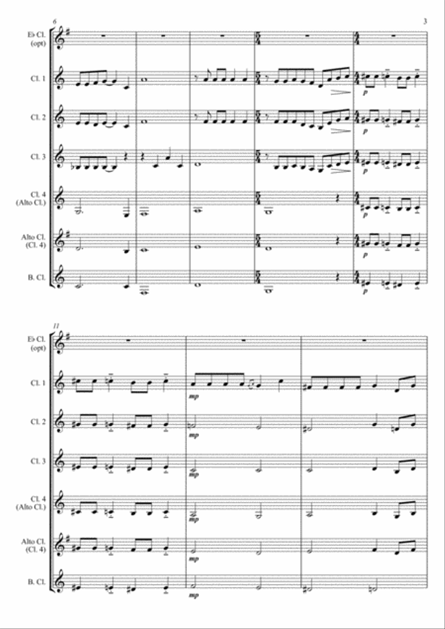 Bohemian Rhapsody Clarinet Choir scores gallery preview page 3
