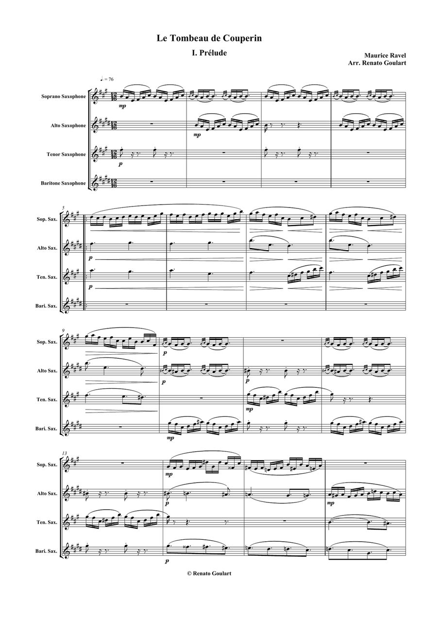 Le Tombeau de Couperin (Saxophone Quartet) Saxophone Quartet scores gallery preview page 2