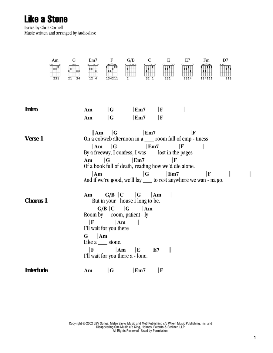 Like A Stone Acoustic Guitar scores gallery preview page 1