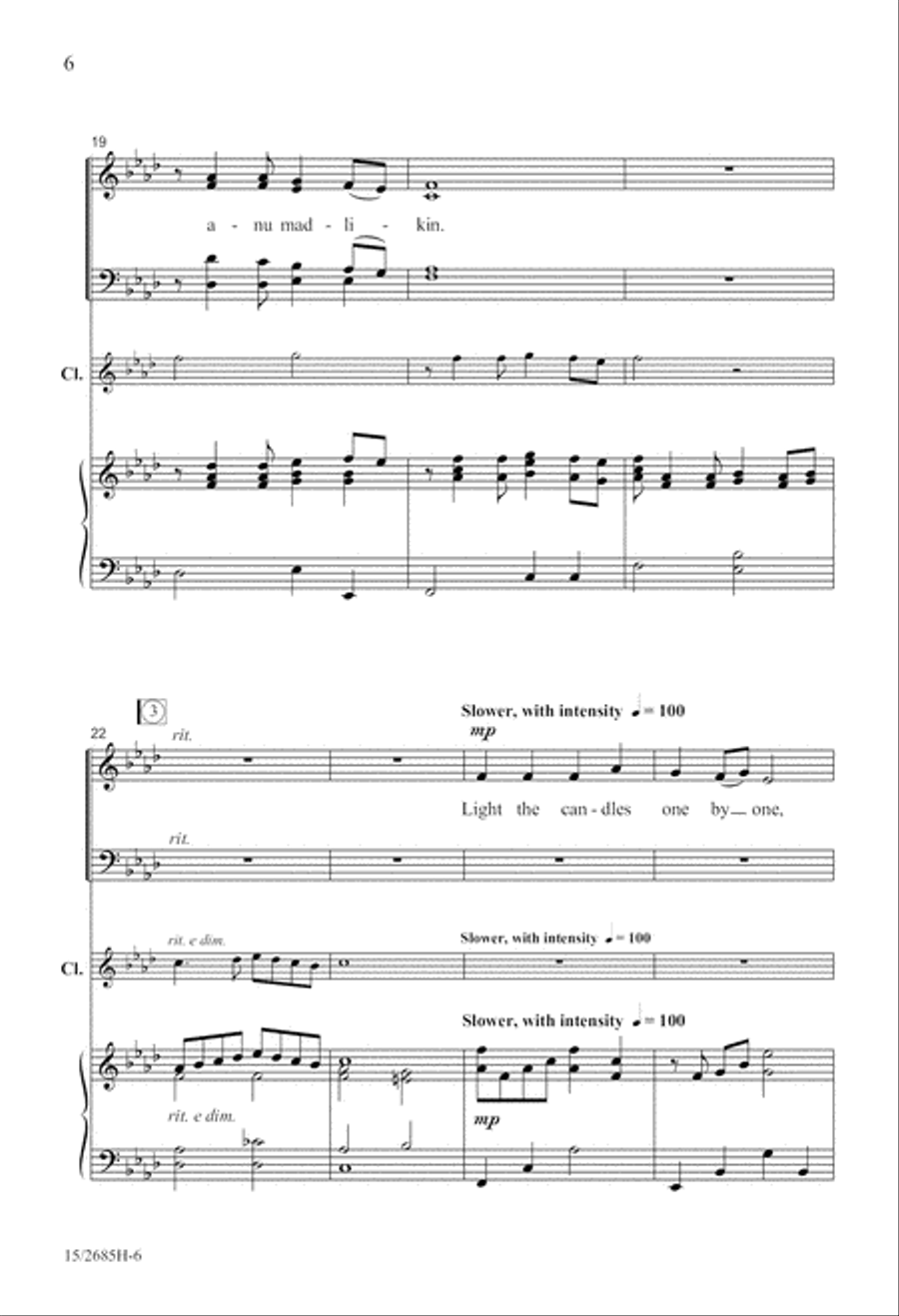 Hanerot Halalu (Light the Candles) 4-Part scores gallery preview page 6
