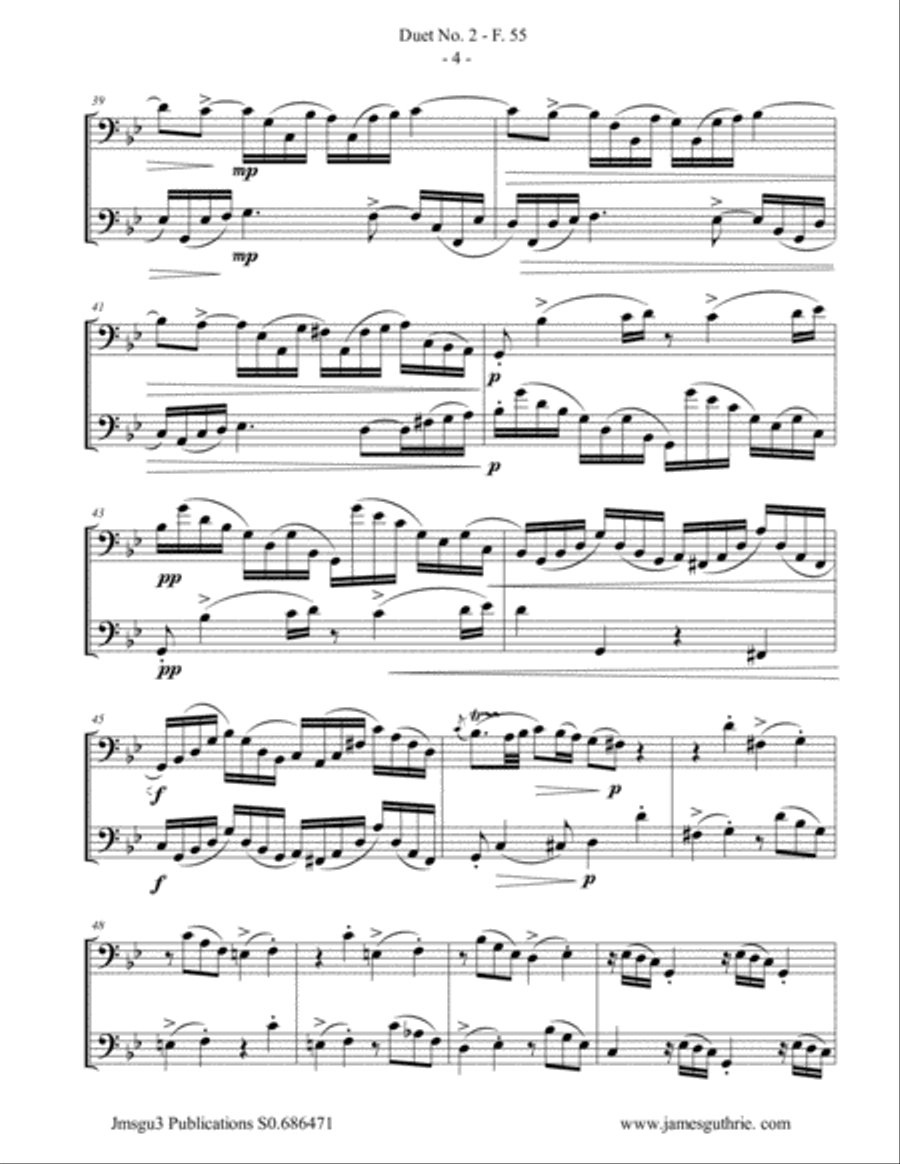 WF Bach: Duet No. 2 for Trombone Duo Trombone Duet scores gallery preview page 4