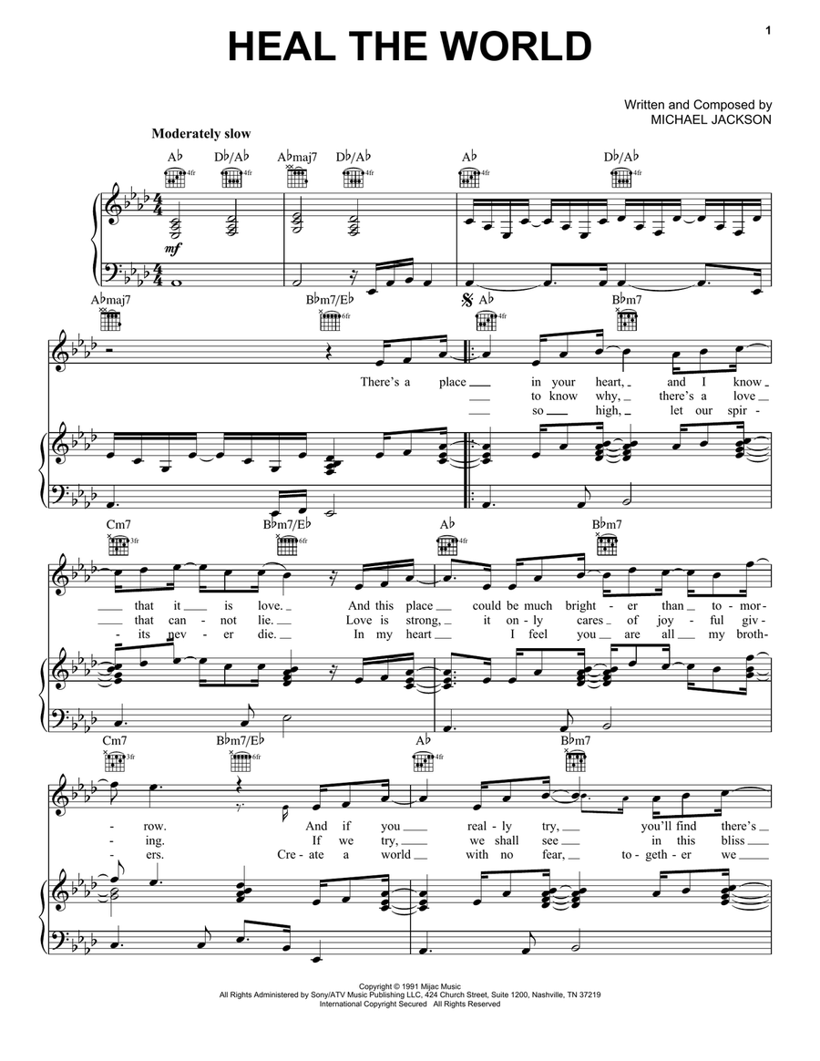 Heal The World Acoustic Guitar scores gallery preview page 1