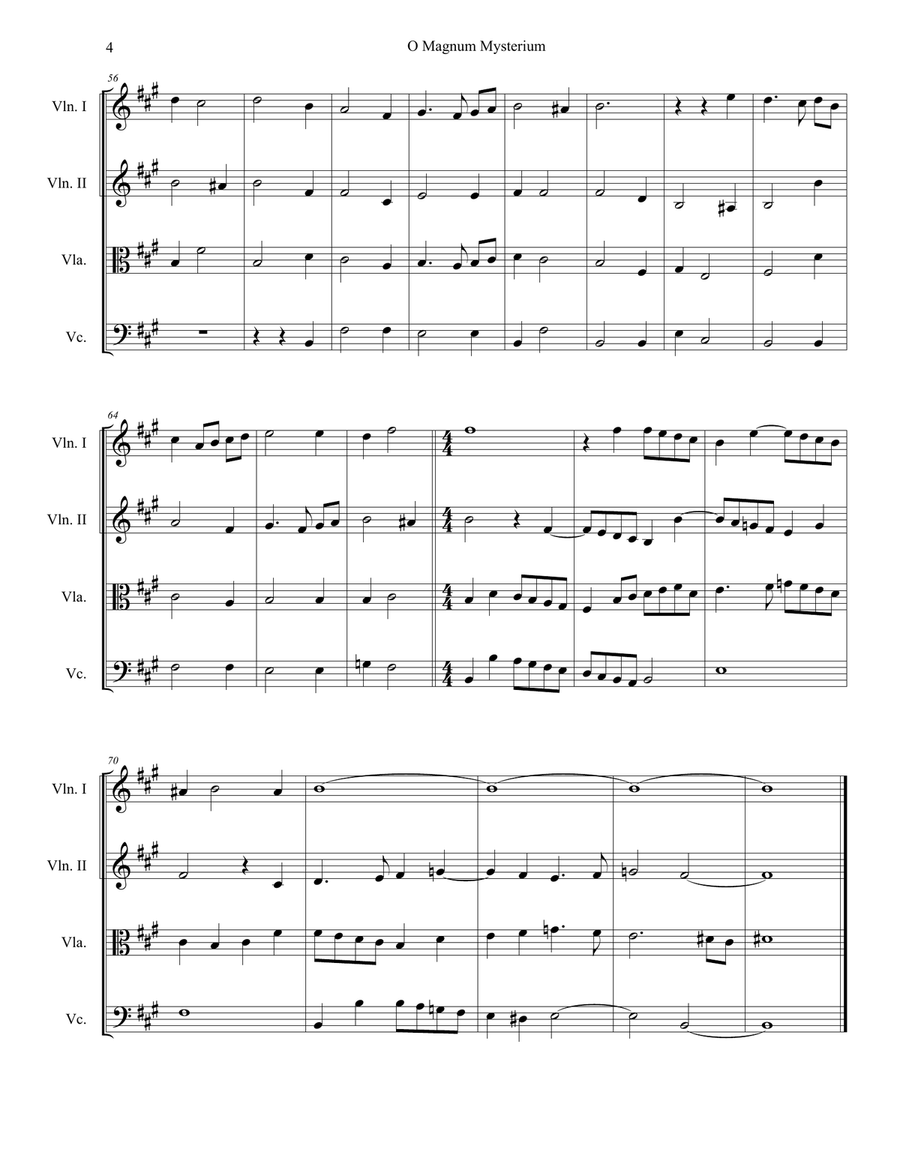 O Magnum Mysterium (for String Quartet) String Quartet scores gallery preview page 5
