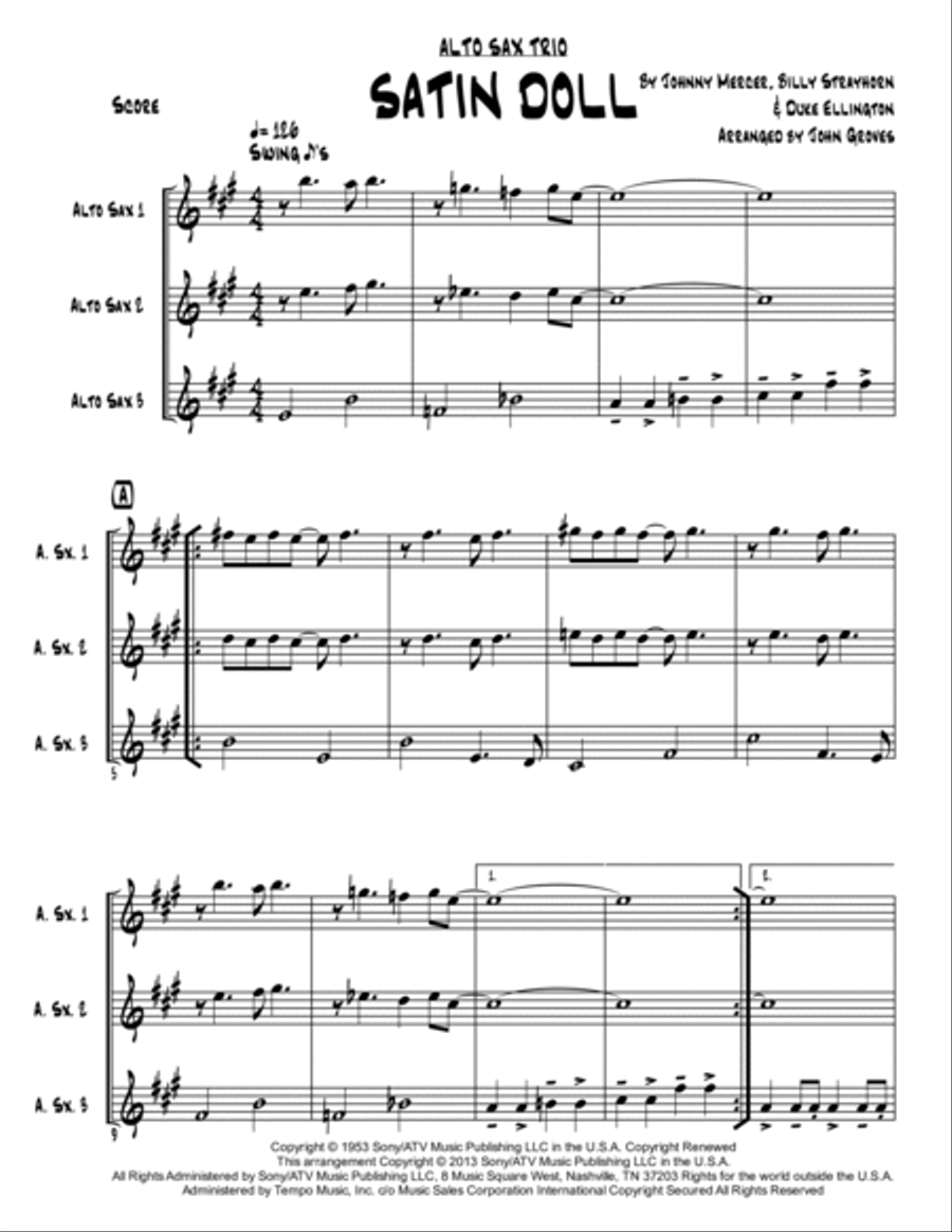 Satin Doll Woodwind Trio scores gallery preview page 2